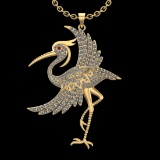 12.90 Ctw VS/SI1 Diamond 10k Yellow Gold Birds theme Pendant (ALL DIAMOND A