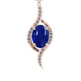 7.93 Ctw SI1/SI2 Tanzanite and Diamond 14k Rose Gold Pandant (ALL DIAMOND A
