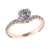 1.71 Ctw VS/SI1 Diamond 14k Rose Gold Hiden Halo Engagement Ring (ALL DIAMO