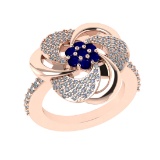 0.90 Ctw VS/SI1 Blue Sapphire and Diamond 14k Rose Gold Engagement Ring (AL