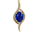 7.93 Ctw SI1/SI2 Tanzanite and Diamond 14k Yellow Gold Pandant (ALL DIAMOND