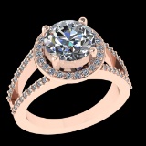 3.44 Ctw VS/SI1 Diamond Prong Set 10k Rose Gold Engagement Ring (ALL DIAMON