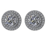1.40 Ctw VS/SI1 Diamond 14k white Gold Stud Earrings (ALL DIAMOND ARE LAB G