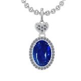 12.57 Ctw VS/SI1 Tanzanite and Diamond 14K White Gold Pendant