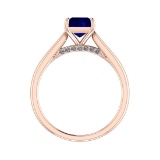 0.82 Ctw VS/SI1 Blue Sapphire and Diamond 14k Rose Gold Engagement Ring (AL