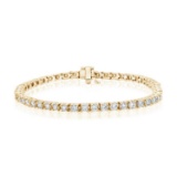 4.88 ctw 14k Yellow Gold 7 inch Basket 4 Prong Tennis Bracelet