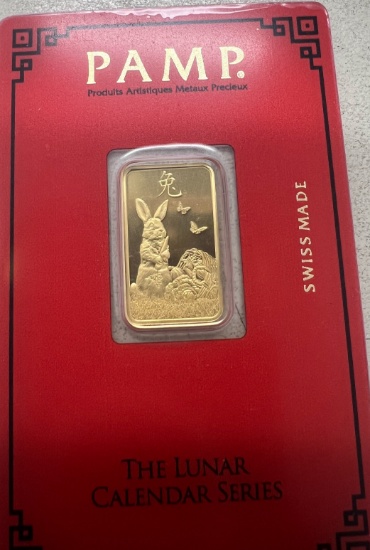 PAMP SUISSE LUNAR SERIES YEAR OF THE RABBIT 5 GRAM GOLD BAR