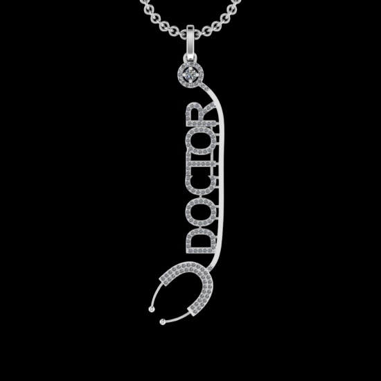 1.24 Ctw VS/SI1 Diamond 10K White Gold Veterinary Doctor theme Pendant (ALL