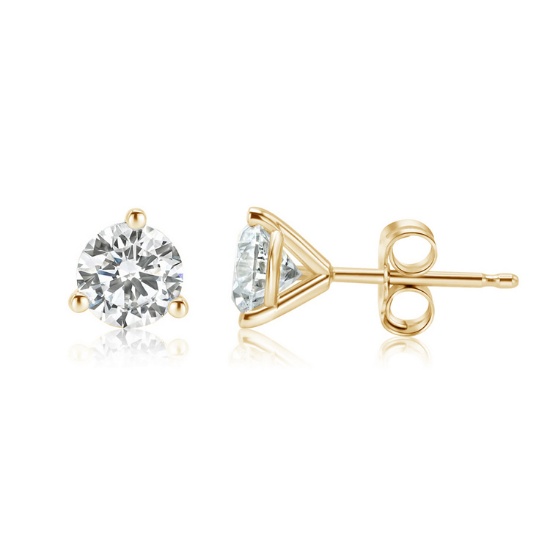 1.41 ctw 14k Yellow Gold 3 Prong Martini Pushback Round Stud