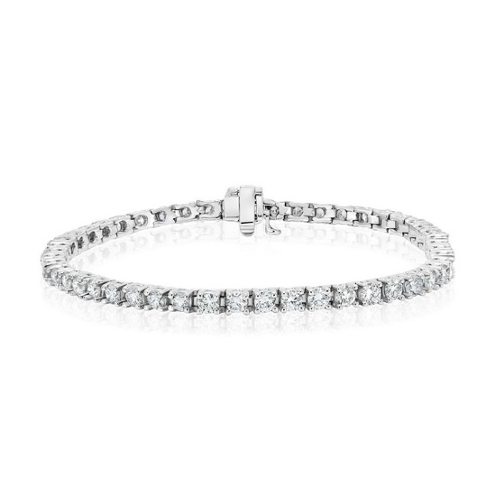 6.9 ctw 14K White Gold 7 inch Basket 4 Prong Tennis Bracelet (LAB-GROWN)