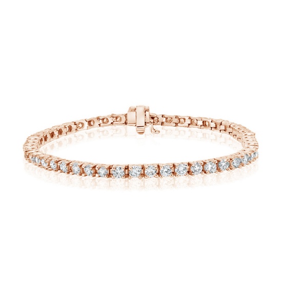 2.68 ctw 14k Rose Gold 7 inch Basket 4 Prong Tennis Bracelet (LAB GROWN DIA