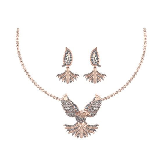 3.64 Ctw SI2/SI1 Diamond Prong Set 14k Rose Gold Eagle Theme Pendant (ALL D