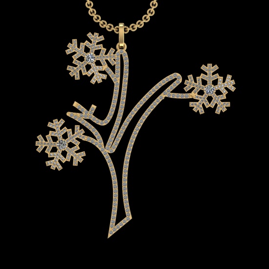 3.21 Ctw VS/SI1 Diamond 10k Yellow Gold Christmas Theme Pandant (ALL DIAMON