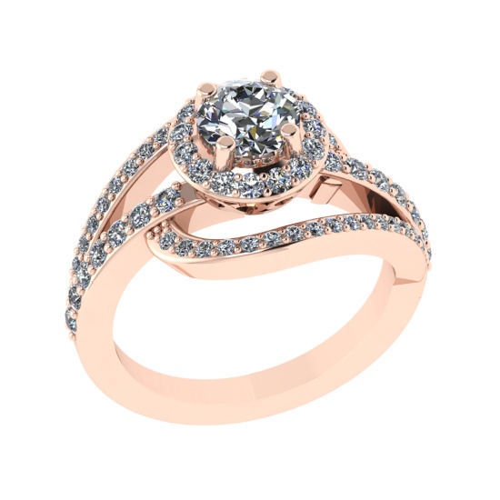 1.61 Ctw SI2/SI1 Diamond 14K Rose Gold Engagement Ring (ALL DIAMOND ARE LAB
