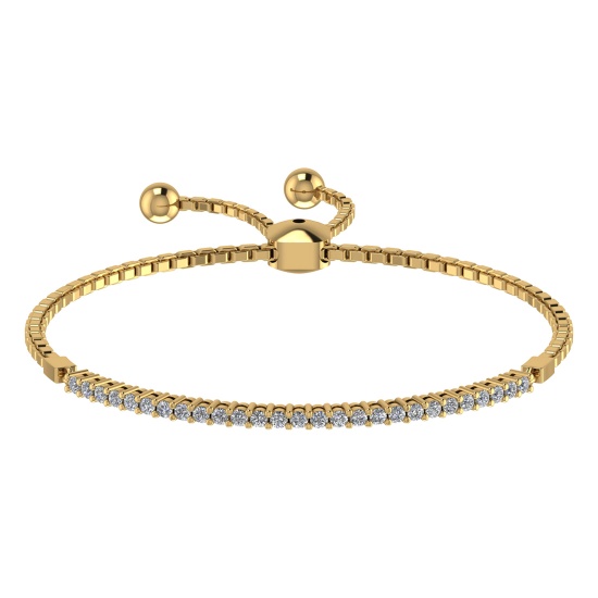 0.45 Ctw SI2/SI1 Diamond Prong Set 14k Yellow Gold Tennis Slide Bracelet