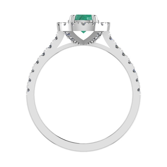 0.92 Ctw VS/SI1 Emerald and Diamond 14k white Gold Engagement Ring (ALL DIA