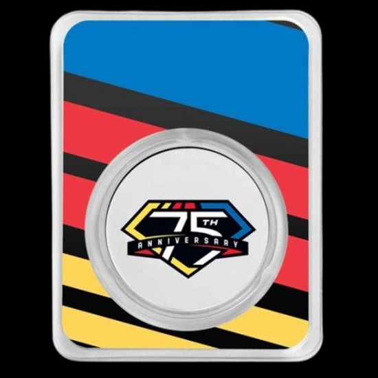 Collectable Silver 1 oz NASCAR 75th Double Sided Colorized Silver Round
