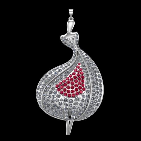 6.90 Ctw VS/SI1 Ruby and Diamond 10k white Gold Pendant (ALL DIAMOND ARE LA