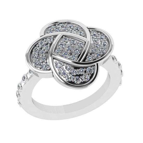 0.89 Ctw SI2/SI1 Diamond Prong Set 14k white Gold Engagement Ring (ALL DIAM