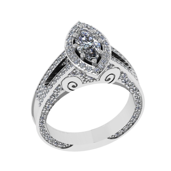 1.83 Ctw VS/SI1 Diamond 14K White Gold Engagement Ring (ALL DIAMOND ARE LAB