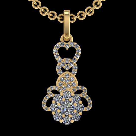 0.51 Ctw VS/SI1 Diamond 10k Yellow Gold Christmas Theme Pandant (ALL DIAMON