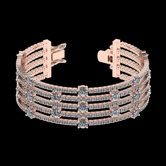 20.06 Ctw VS/SI1 Diamond Style 14K Rose Gold Bracelet (ALL DIAMOND ARE LAB