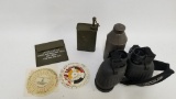 binoculars-calculator set-2 metal cans