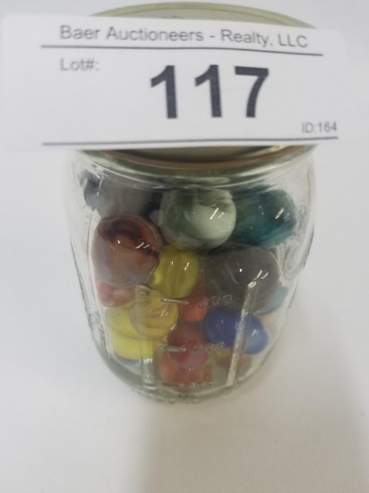 pint jar of marbles (including shooters)