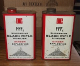 2 old GOEX  FFG Black Powder Cans,  Empty.