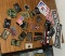 Lot of Velcro Backed Patches and Bumper Stickers