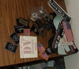 large Lot of Velcro Backed Patches and Bumper Stickers