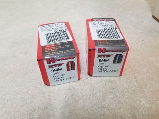 2 boxes Hornady 9mm 115gr hp/xtp