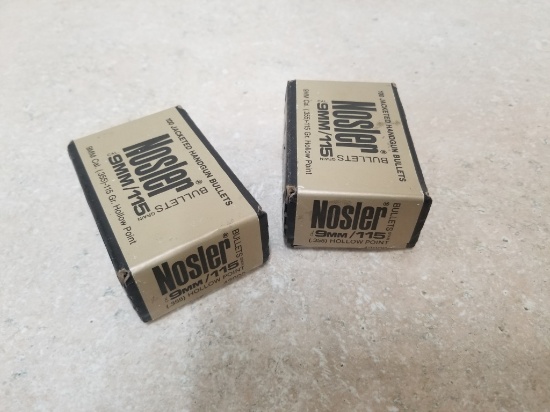 2 boxes Nosler 9mm 115gr hp