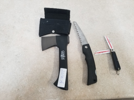 Gerber hatchet-Gerber limb saw & 2 blade knife