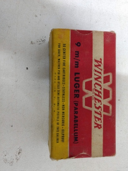 50 Rnd Box Vintage Winchester 9mm Luger