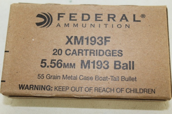 5- Boxes Federal 5.56 M193 Ball 55 Gr