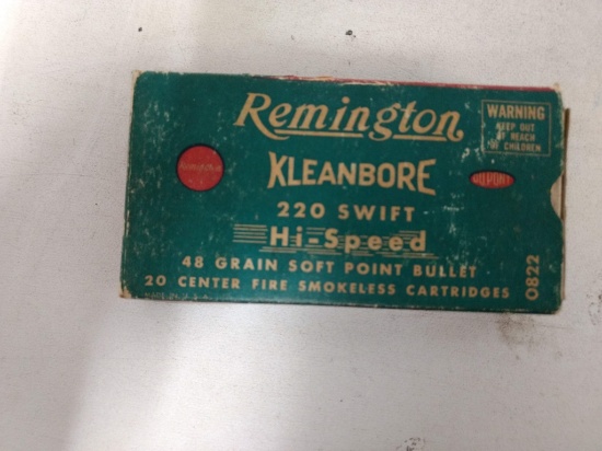 6 Live Rnds Remington Kleenbore 220 Swift 48gr Sp