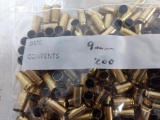 Bag 200 Count 9mm Empty Brass