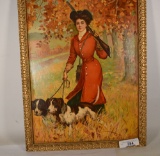 Lady And Her Hunting Dogs