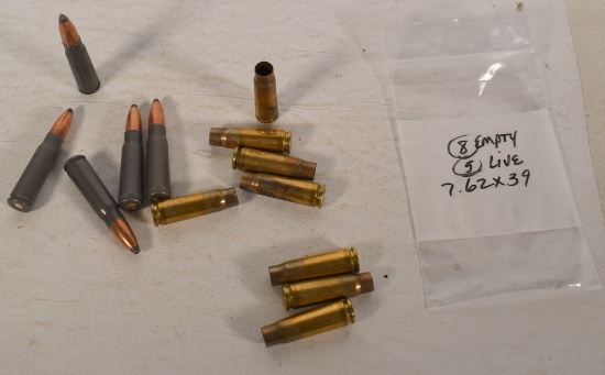 13 Rnds 7.62x39 (8 empty Brass & 5 Live)