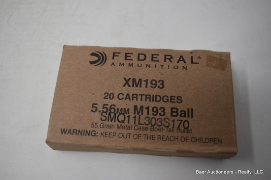 20 Rnd Box Federal 5.56 Xm193 Ball