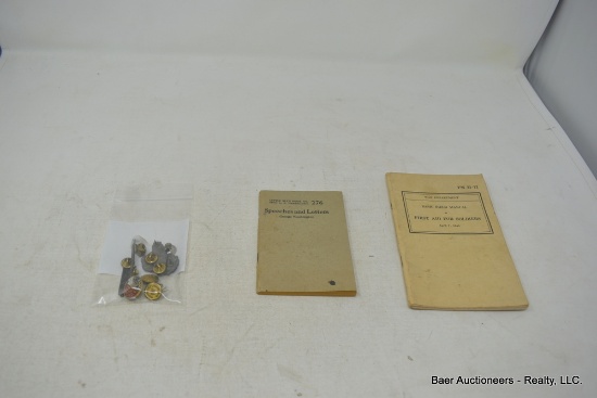 Old Military Pins And Books