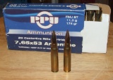 20 Rounds PPU  7.65X53 Argentine Mauser Ball
