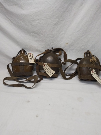 3- WW2 Japanese canteens w/harnesses