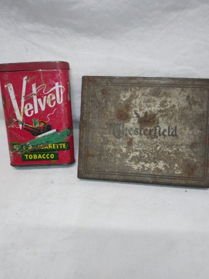 Velvet Tobacco & Chesterfield cigarette tins