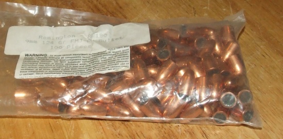 100 Remington 9mm Bullets