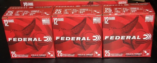 3 - 25  Rounds Federal 12 ga Field & Target