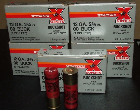5 - 5 Round boxes Winchester 12 ga Buckshot