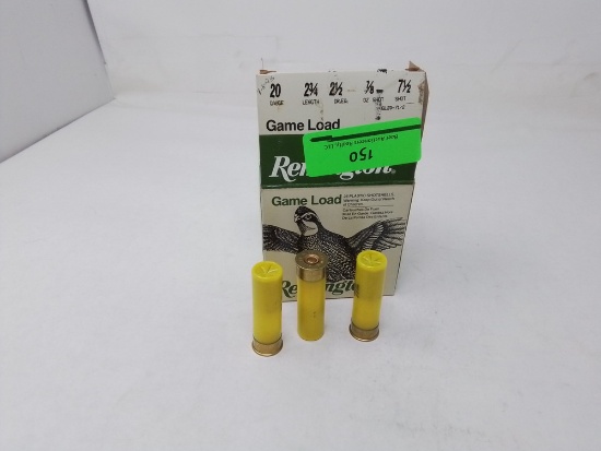 25 rnd box Remington Game Load 20ga