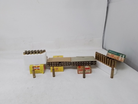 70 live rnds & 9 empty  assorted 222
